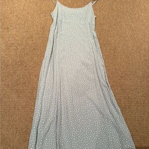🩵🤍 Brandy Melville long sleeveless blue dress with small white flowers 🤍🩵